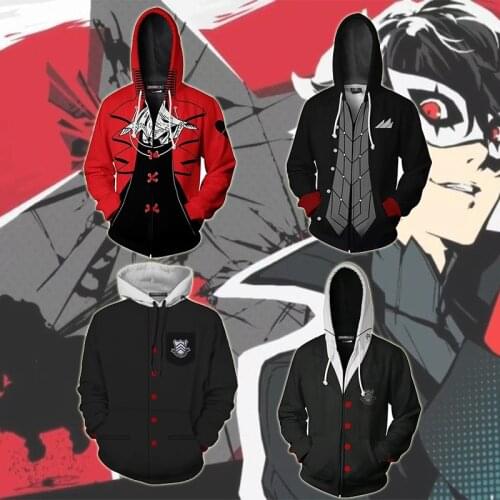 New Persona 5 Joker Sweatshirt Zipper Coat Ren Amamiya Cosplay Costume Casual Jacket Women Men Cltothes casual Hoodie