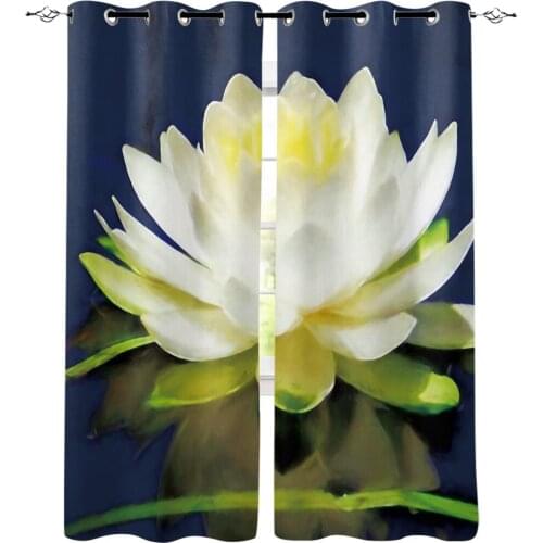 The White Lotus Water Window Curtains Living Room Kitchen Curtains Modern Home Decor Bedroom Treatment Drapes
