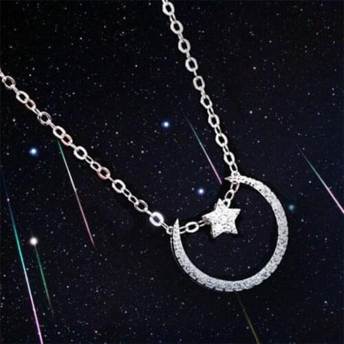 Season Gate 925 Sterling Silver Clavicle Chain Stars and Moon Simple Fashion Necklace for women SN024