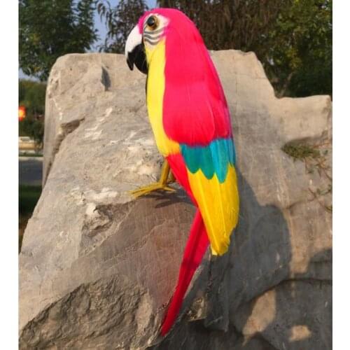 Foam&feathers parrot bird about 30cm red-yellow colourful feathers parrot model prop.garden decoration Xmas gift w0839