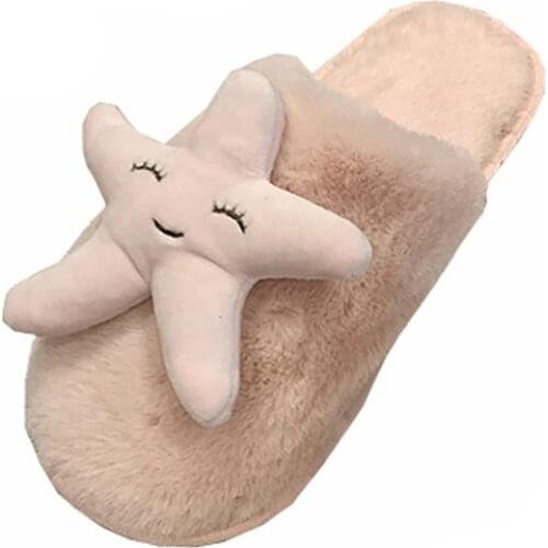 Hairy slippers female autumn and winter home cotton slippers plush home Korean cute indoor non-slip slippers women