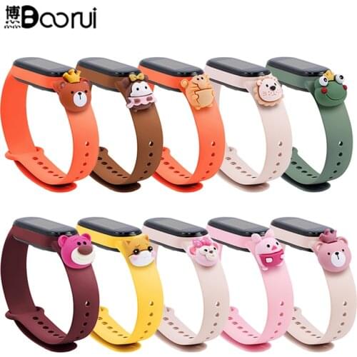 BOORUI Cartoon Mi band 5 6 Strap Cute Doll mi band 4 strap Replacement my band 3 4 5 6 Strap For Xiaomi Mi Band 6 5 4 3 2