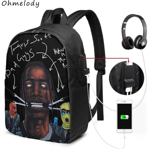 Travis Scott Mens Women Casual Daypacks Backpacks Boys Girls School Backpacks 17in Laptop Bags Travelling Rucksacks