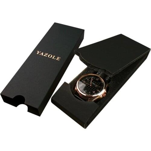 Foldable Watch Box Portable Paper Black Luxury Jewelry Box Storage Gift Box Wrist Watch Organizer Watch Case 6.6* 2.3*0.9 Inch