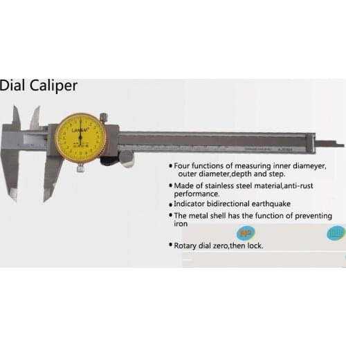 0-150 mm 0.02 mm 0.01mm Shock-proof Dial Caliper Vernier Calipers Dial Type Vernier Caliper Gauge