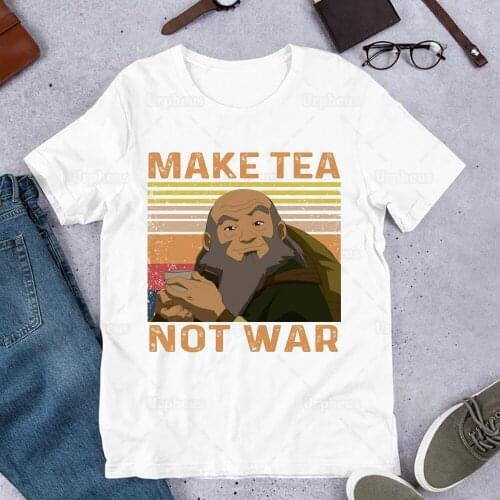 Vintage Style Uncle Iron T Shirt Make Tea Not War Funny Graphic Cotton Tees
