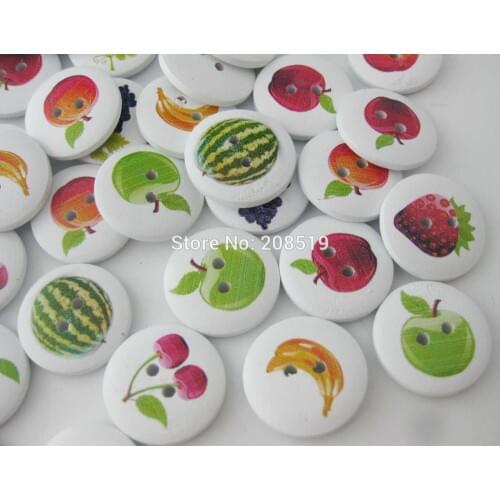 WBNNOL 120 Pieces fruit buttons wooden printed DIY decoration fit children garment button sewing supplies