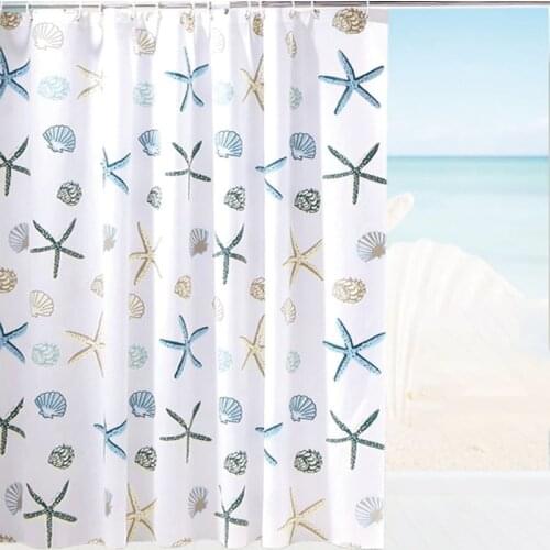 Shower Curtain PEVA Mildew Proof Odorless Environmental Thickened 3d Curtains Home Decoration Starfish Pattern Waterproof Modern