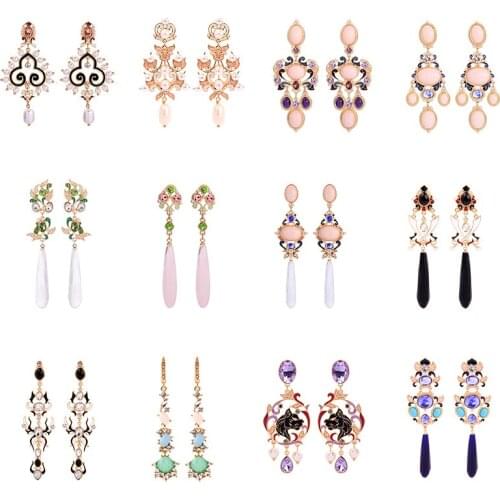 Kissme Bohemia Acrylic Enamel Crystal Drop Earrings For Women Special Design Dangle Earring 2021 New Fashion Jewelry Wholesale