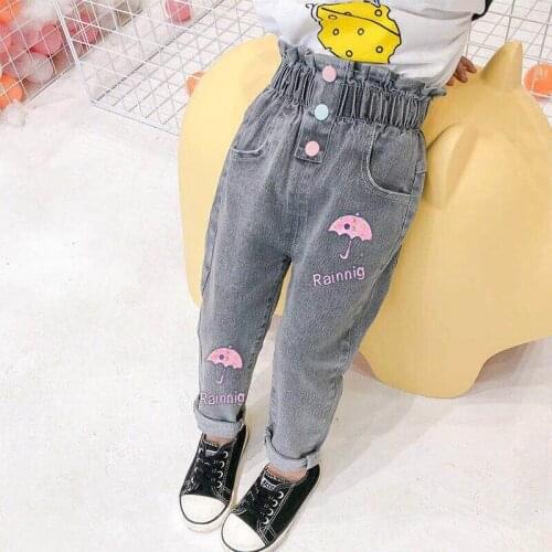1-8 Years Jeans For Girls Printing Denim Pants Casual Childrens Jeans For Teen Girls Spring Autumn Trousers Older Kids Pants