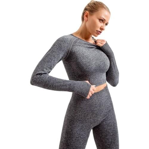 Free Combination Women Yoga Set Sportswear Gym Clothing High Waist Leggings Fitness Long Sleeve Crop Top Workout Sports Suits