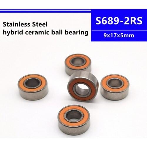 10pcs S689-2RS 9x17x5mm Stainless Steel Hybrid Si3N4 Ceramic Ball Bearing fishing gear line wheel 9*17*5mm S689RS ABEC-7