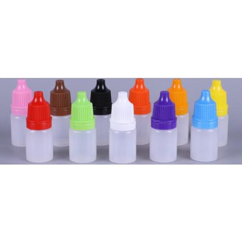 10Pcs/Lot Eyes Drop Refillable Bottle Empty Plastic Squeezable Dropper Bottles Eye Liquid Dropper Sample Colorful Cap 5/10ml