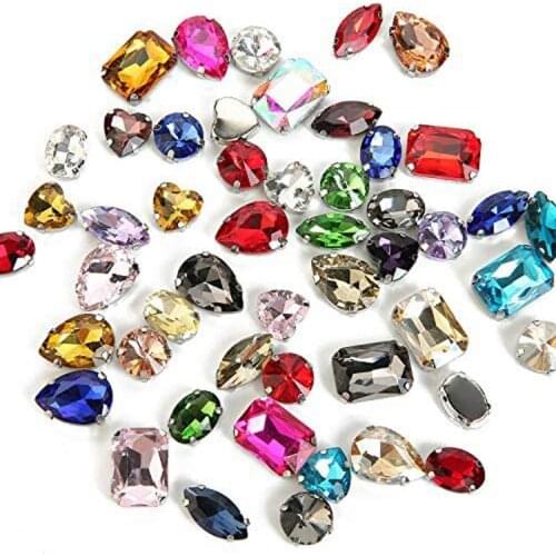 10PCS Shapes Flatback Sew on Glass Claw Rhinestone for Craft Clothes Garments Dress Earring