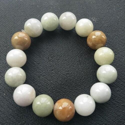 100% Natural Grade A Jade Jadeite 12mm Beads Bangle Bracelet AA01