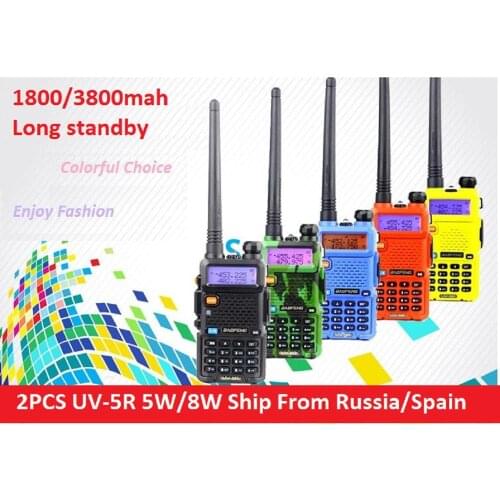 2pcs Baofeng uv 5r 5w/8w CB radio 1800/3800mah VOX 10 Km VHF Walkie Talkie Two Way radio communicador for ham raido Baofeng uv5r