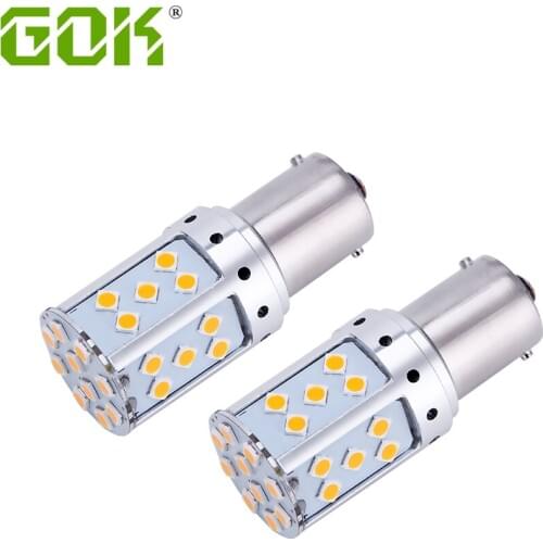 2X 1156 LED Canbus Error free BA15S BAU15S LED P21W S25 35SMD 3030 LED Auto Brake Reverse Lamp Rear Parking Bulbs Amber Yellow