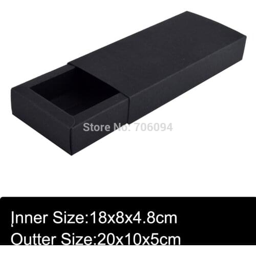 30pcs 20x10x5cm Black drawer paper box handmade Black gift box,Wedding party box,custom box logo