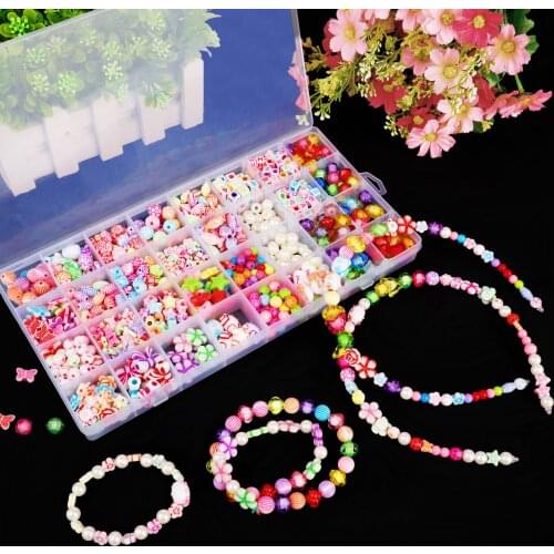 32 Styles Beads DIY Set for Jewellery Making Kids Bracelets Necklace Letter Alphabet Colorful Acrylic Beads Kit Box