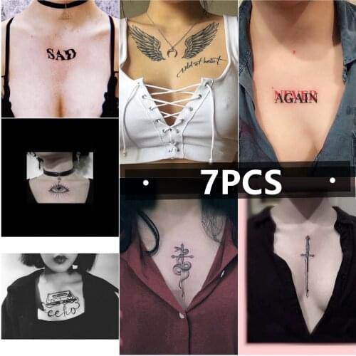 7PCS Women Waterproof Temporary Tattoo Stickers Men Body Art Wing Eyes Snake Fake Tattos Sexy Tatoos Water Transfer