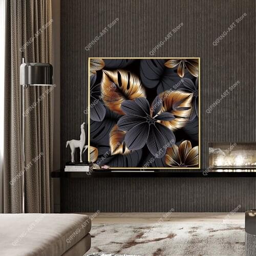 Abstract Gold Leaves Wall Art Paintings Posters Scandinavia Picture Light luxury Canvas Art Prints Paintings for Home Decoration