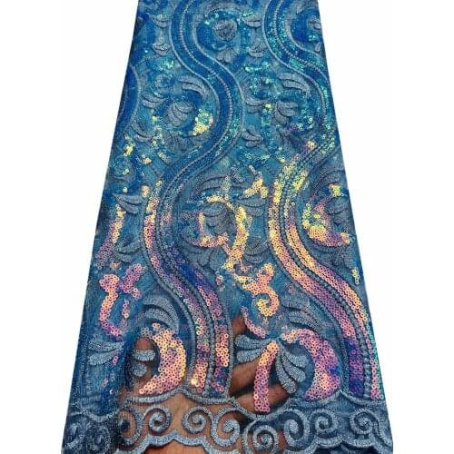 African Lace Fabric 2021 High Quality Lace Sequins French Net Lace Tulle Mesh Fabrics Lace beads Wedding Fabrics VL90970 Green