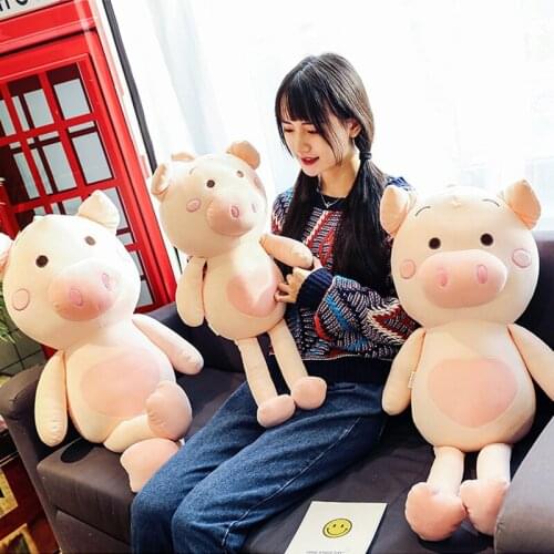 40cm/60cm Height Large Plush pig Doll Toy Kids Sleeping Back Cushion Cute Stuffed pig Baby Accompany Doll Xmas Gift