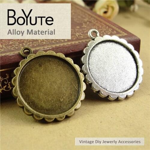 BoYuTe (60 Pieces/Lot) 20MM Cabochon Bese Zinc Alloy Antique Bronze Silver Plated Pendant Blank Diy Jewelry Accessories Making