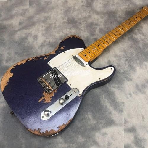 Purple relic electric guitar hand aging hardware nitrocellulose purple, hand carved. Free shipping