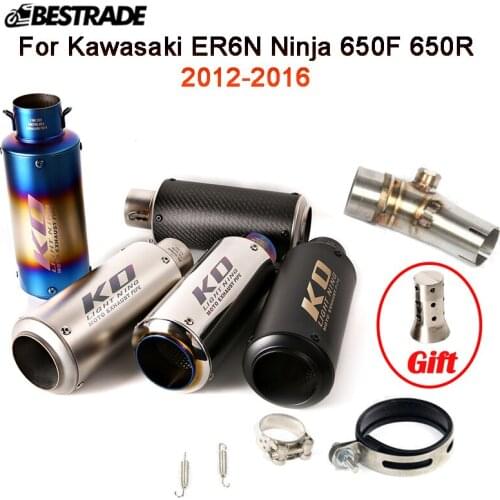 Slip On For Kawasaki ER6N Ninja 650F 650R 2012-2016 Motorcycle Exhaust Muffler Pipe Mid Link Connect Tube With DB Killer Escape