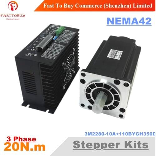 Nema42 20N.m Stepper Motor+Drive Kits 3Phase 6.9A 110mm NEMA42 Hybrid Stepper Motor Kit for CNC Router 3M2280-10A+110BYGH350D