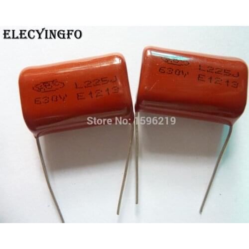 10pcs CBB 225 630V 225J CL21 2.2uF 2200nF P26 Metallized Polypropylene Film Capacitor