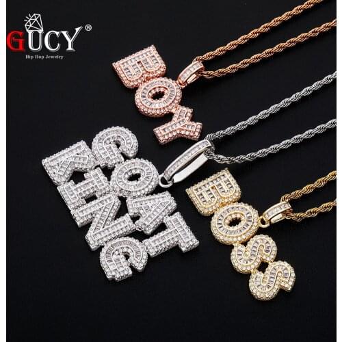 GUCY Custom Name Letters Pendant With Rope Chain Necklace Set Gold Color Women/Mens Hip Hop Fashon Jewelry For Gift