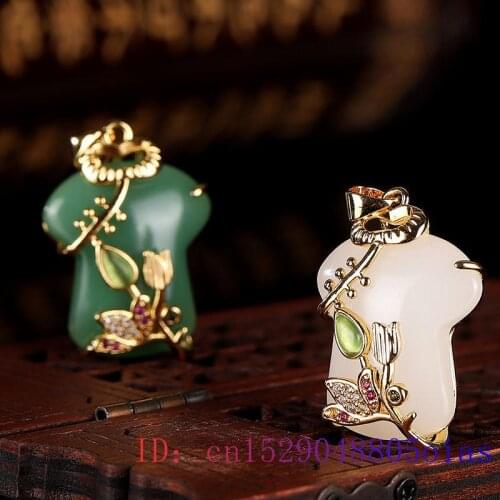 Jade Jacket Pendant Amulet Crystal Fashion Natural Necklace Charm Chalcedony Gifts 925 Silver Gemstone Zircon Jewelry Women