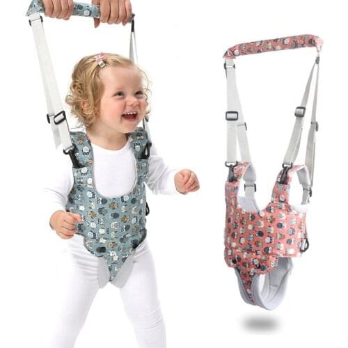Cartoon Print Baby Walker Harness Walking Assistant Owl PatternToddler Multi-functional Walk Learning Belt Removable Crotch