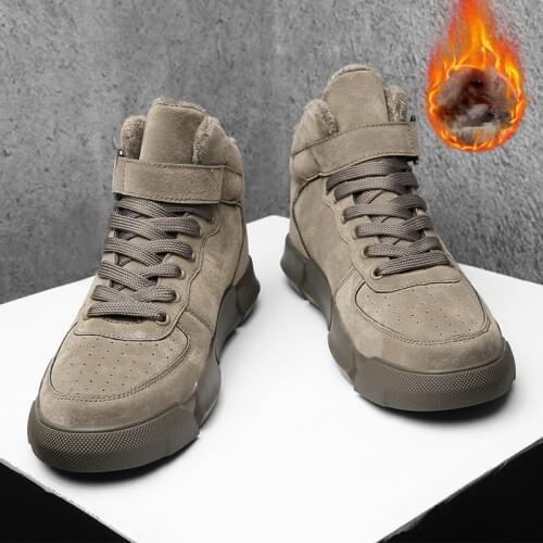 2019 Men Boots Mens Winter Warm Snow Boots Fur Plush High Top Ankle Boots Sneakers Work Shoes Men Botas Krasovki