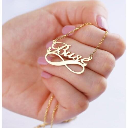 Cute Small Hearts Infinity Necklace Personalized Name Necklace Boho Jewelry Stainless Steel Custom Handmade Women Fashion Gifts