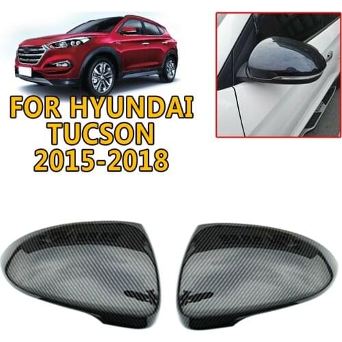 Pcmos ABS Carbon Fiber Chrome Rearview Mirror Cover Trim For Hyundai Tucson 2015-2019 Exterior Parts Sticker New
