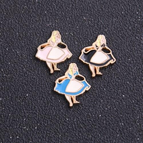 4pcs 16*20mm Two Color Alloy Metal Drop Oil Beauty Charms Pendant For DIY Bracelet Necklace Jewelry Making