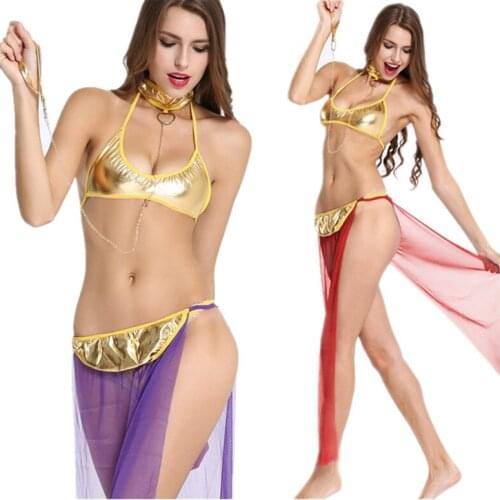 Sexy lingerie women Novelty & Special Use sexy costumes Exotic Apparel underwear bra + skirts + Neck chain sets hot cosplay slip