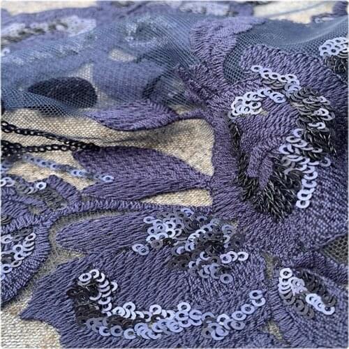 Width 59" Heavy Industry Sequin Lace Jacquard Mesh Fabric By The Half Yard For Wedding Dress Shirt Material