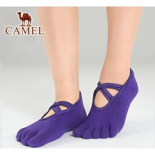 CAMEL Official Women Fitness Yoga Socks Professional Non-slip Socks Trampoline Dance Pilates Socks Womens Sports Socks Toe Sock