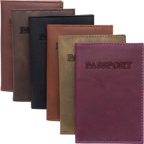USA purple Crazy horse vintage Genuine Leather Solid soft International Passport Cover Travel Fashion Passport Holder