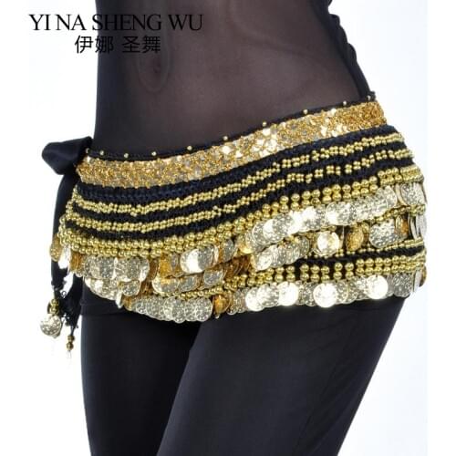 The new 338 coins gold waist chain small beads women belly dance waist chain 1pc belly dance accessories waist chain hip scarf
