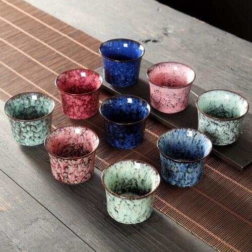 1pcs/3pcs China Ceramic Tea Cup Kiln Change Porcelain Kung Fu Cups Pottery Personal Single Drinkware Wholesale Wine Mug