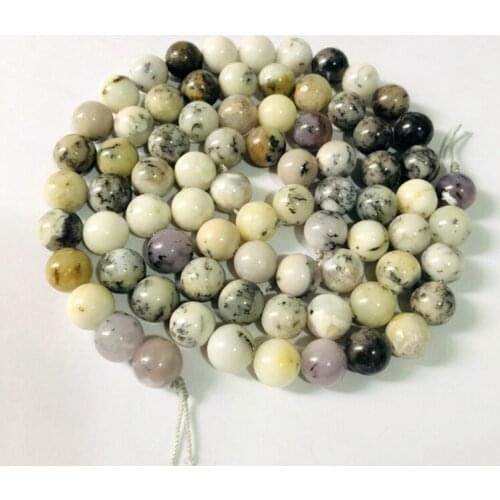100% Natural Dendritic White Opal Beads Gem Stone Beads 6MM 8MM 10MM 12MM Round Stone Loose Beads 15.5"