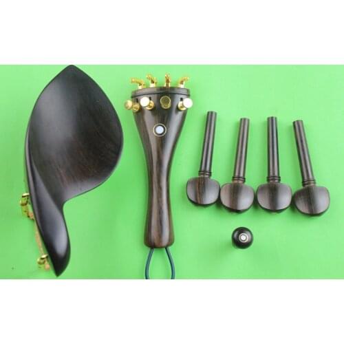 5set high quality undyed ebony violin parts 4/4, pegs, tailpiece, chinrest