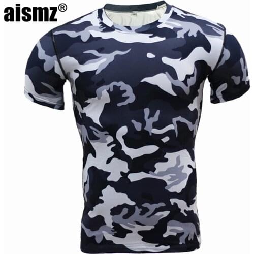 Aismz New Base Layer Camouflage T Shirt Fitness Tights Quick Dry Camo T Shirts Tops & Tees Crossfit Compression Shirt