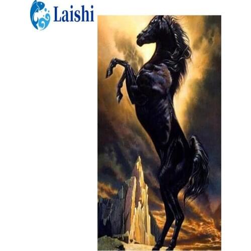 5D DIY Diamond Painting Abstract dark horse full round Rhinestone Embroidery Cross Stitch Kit Mosaic Diamond Art Home Decoration