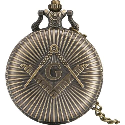 Antique Masonic Drop-Mason Dropmasonry Design Pocket Watch With Chain Necklace Bronze Fob Pendant Watches relojes de bolsillo